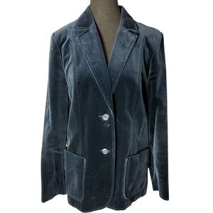 TANJAY Vintage Union Made Navy Blue Velvet Blazer Jacket Pockets Small Medium